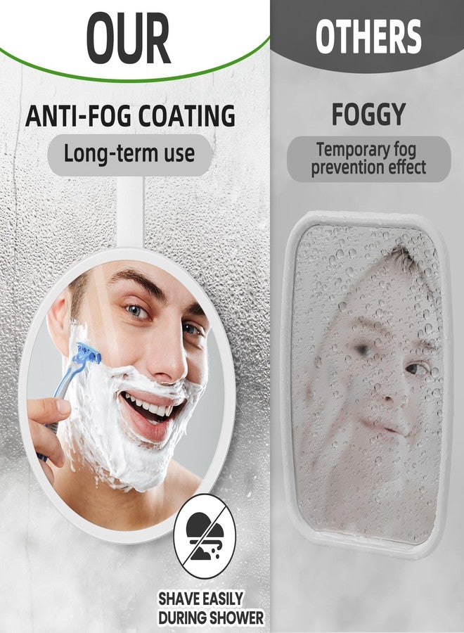 تايلي مرآة استحمام TAILI مقاومة للضباب للحلاقة، مرآة سيليكون معلقة مقاومة للضباب للسفر والتخييم، إكسسوارات استحمام، إكسسوارات حمام، غير قابلة للكسر - هدايا للرجال والنساء، أبيض - Image 5